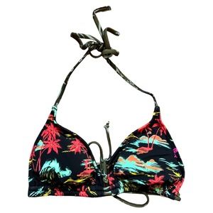 HURLEY Multicolor Print Swim Bikini Top, Size M